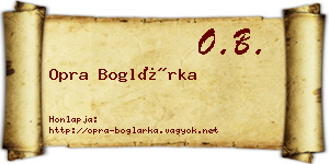 Opra Boglárka névjegykártya